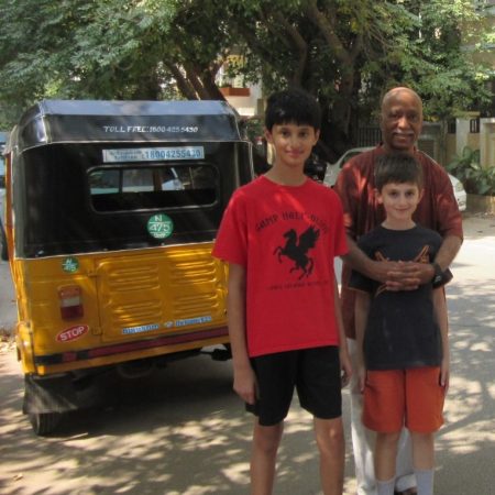 Sampath Parthasarathy talks to his grandson about growing up in India.
